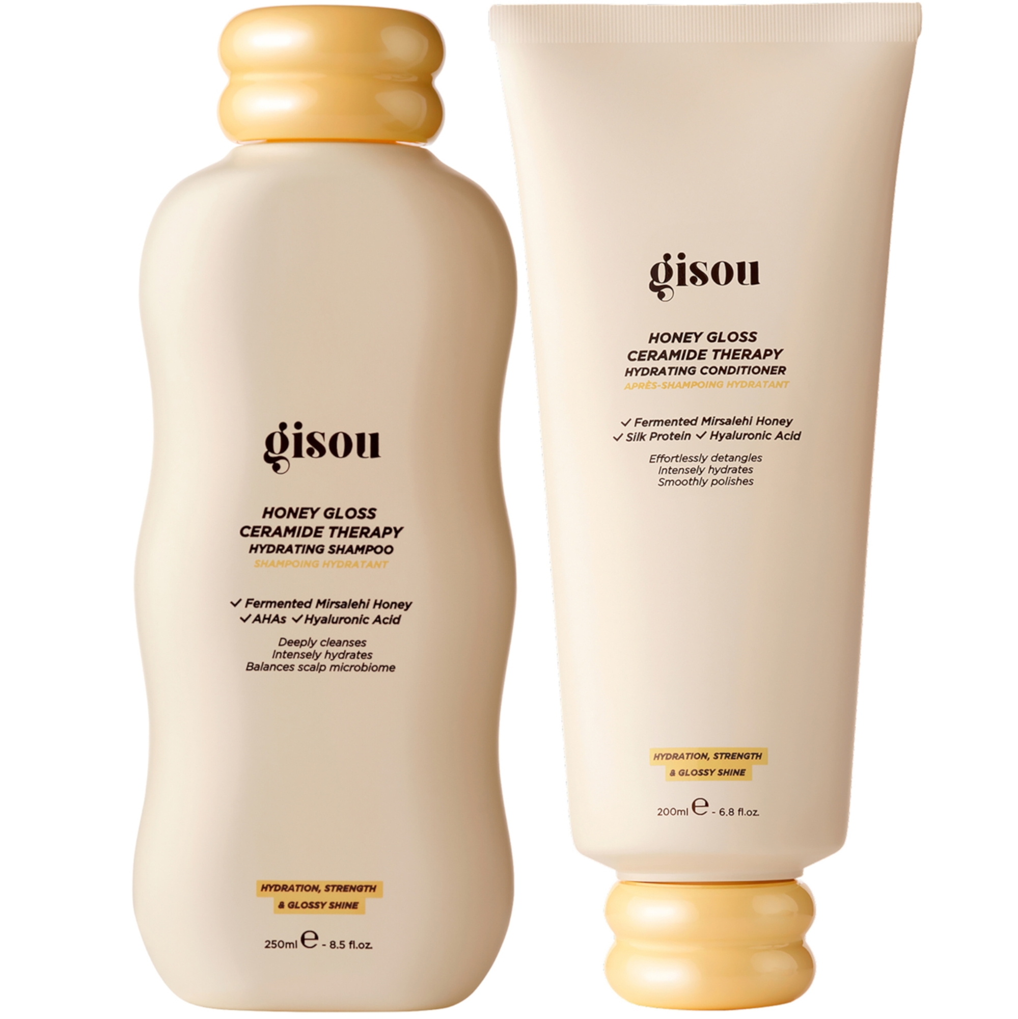 Gisou Honey Gloss Ceramide Cleanse Shampoo + Conditioner 